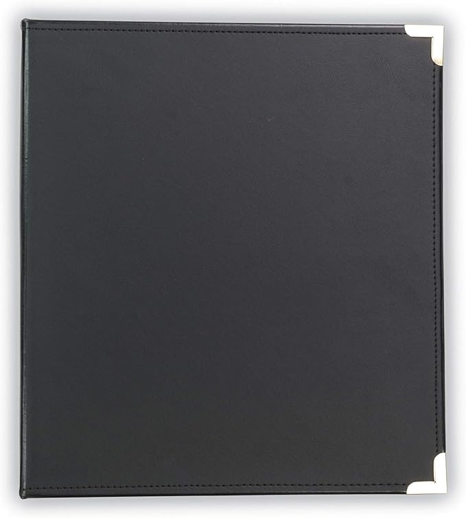 Samsill Classic Collection Leather 3 Ring Binder, Executive Presentation Portfolio, 0.5 Inch (Holds 100 Sheets), Brass Round Ring, Black