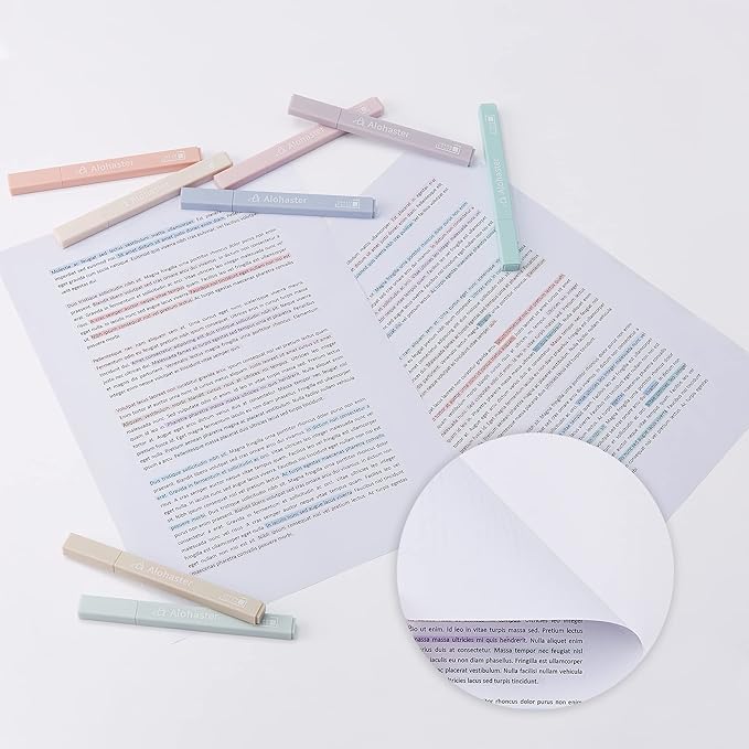 HPSIZEE Aesthetic Cute Highlighters Mild Assorted Colors With Soft Chisel Tip, No Bleed Dry Fast Easy to Hold, for Journal Bible Planner Notes School Office Supplies, 6 Pack - Happiness