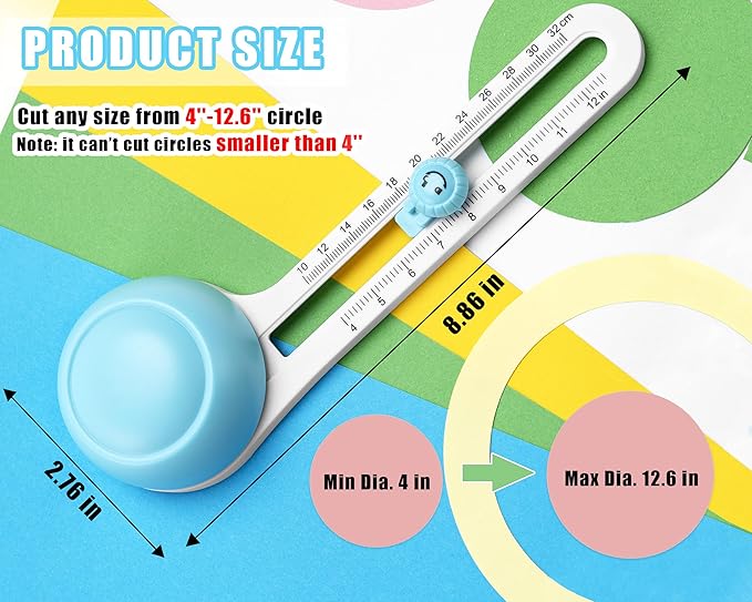 MyLifeUNIT Circle Cutter, Circular Rotary Cutter for Paper Crafts Scrapbooking (Included 6 Blades), Cutting Diameter 4 in to 12.6 in