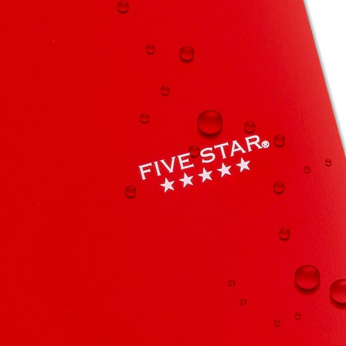 Five Star Spiral Notebook + Study App, 3 Subject, College Ruled Paper, 8-1/2" x 11", 150 Sheets, Fights Ink Bleed, Water Resistant Cover, Fire Red (72065)