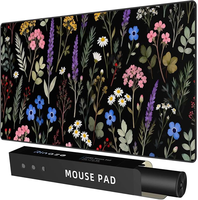 Rinaze Large Gaming Mouse Pad, Extended Mousepad with Superior Micro-Weave Cloth, Comfortable Desk Mat for Gamer, Office and Home 900x400 mm