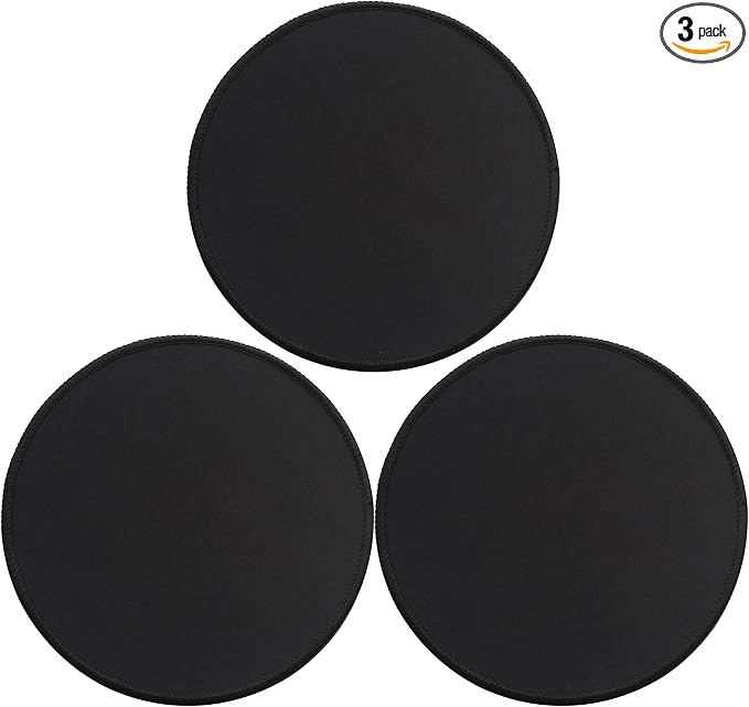 3 Pack Round Mouse Pads with Stitched Edges, 7.87×7.87 in Black | Anti-Fray Stitched Edges,Smooth Lycra Surface,Non-Slip Rubber Base,Machine Washable and Fade-resistant,Suitable for All Mouse