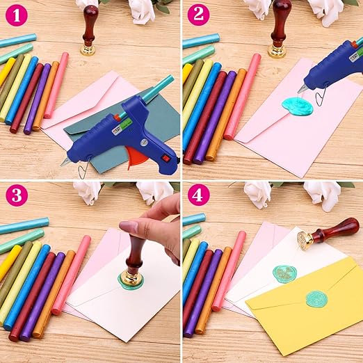 Paxcoo 26pcs Wax Seal Sticks for Stamps, Letters and Crafts - Glue Gun Sealing Wax (Assorted Colors)