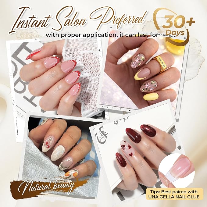 UNA GELLA Oval Fake Nails 504PCS Gel Nail Tips Pre-shape | Round Almond Press On Nails Full Cover Acrylic Round Oval Gel Tips 12 Sizes