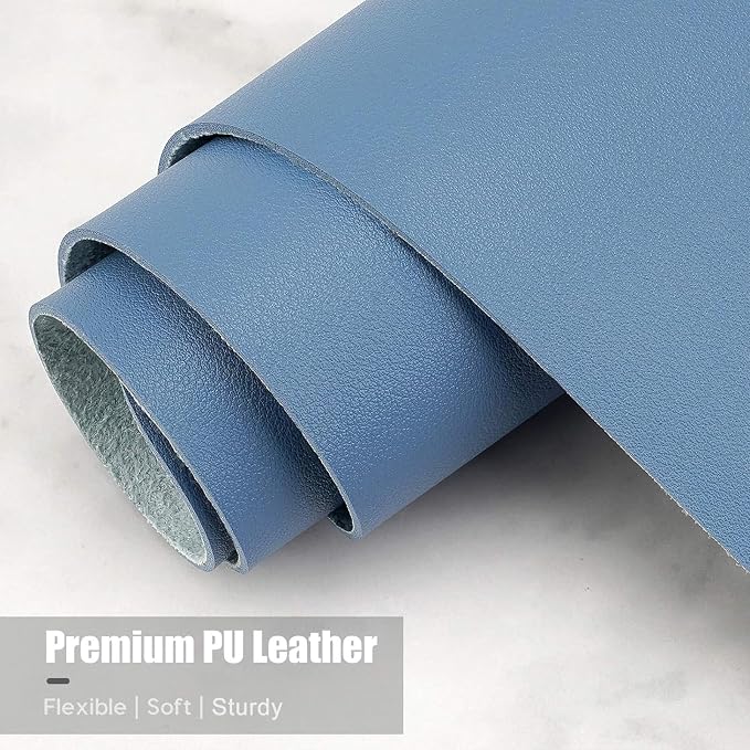 Hsurbtra Desk Pad, 35.5" x 17" PU Leather Desk Mat, XXL Extended Mouse Pad, Waterproof Desktop Blotter Protector, Non-Slip Ultra Thin Large Laptop Keyboard Writing Mat for Office Home, Dark Blue