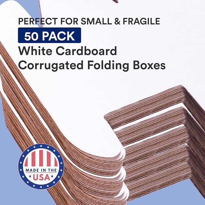 BOX USA Small Shipping Boxes 10"L x 7"W x 3"H, 50-Pack | Foldable Corrugated Cardboard Crush-Proof Box for Shipping, Packing, Moving and Storage 10x7x3