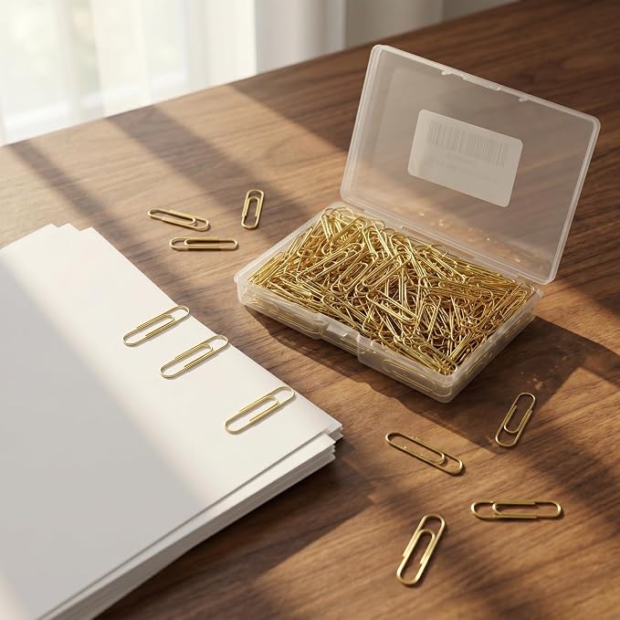 300 PCS Gold Paper Clips, Durable and Rustproof, Great for Office School Organizing (1.1 inch)