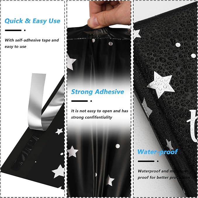 Thank You Poly Mailer 10x13 Inch 100 Pcs, Waterproof and Tear-Resistant Shipping Bags for Clothing, Strong Mailing Bags with Self-Seal, Stars Printed Packaging Bags for Small Business