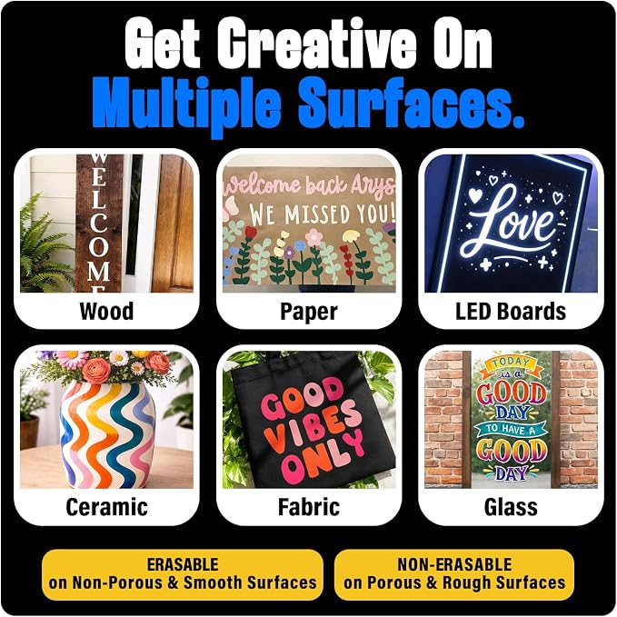 8 Washable Window Markers for Cars, Auto Glass, Chalkboard - 15mm Jumbo | 3 in 1 Nib, 28g Ink - Liquid Chalk Markers for Blackboard, Bistro, Menu Board - Loved by Teachers, Kids, Artists, Businesses