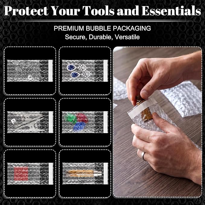 Frienda 500 Pcs Self Adhesive Bubble Bags Packing Pouches, 2" X 3.15" | Double Wall Clear Protective Wrap, Shockproof for Small Business Shipping Packaging, Cushioned Fragile Items Protection