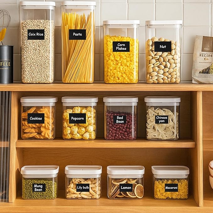 230 Pcs Labels for Jars, 2 Size Waterproof Chalkboard Labels for Food Containers, Storage Bins, Mason Jars, Reusable Blackboard Stickers with 1 Erasable Chalk Marker (Rectangle)