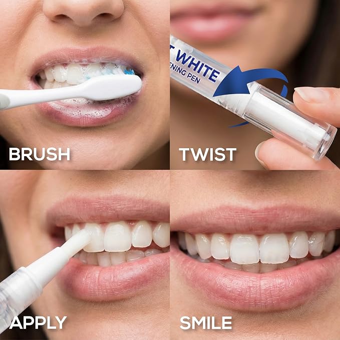 Venus Visage Teeth Whitening Pen and Tooth Polishing Kit (Pack of 4) – Professional Teeth Whitening Gel, 30+ Uses, Low Sensitivity, Enamel-Safe Mint Formula – Removes Coffee, Wine & Tobacco Stains