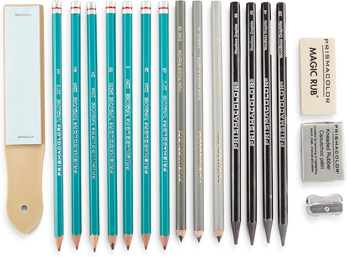 Prismacolor Premier Graphite Drawing Pencils With Erasers & Sharpeners, Adult Coloring, 18-Piece Set