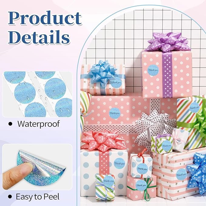 1.5 Inch Thermal Labels,Holographic Circle Direct Thermal Stickers,for Address Design DIY Logo Business(300 pcs/Blue dots)