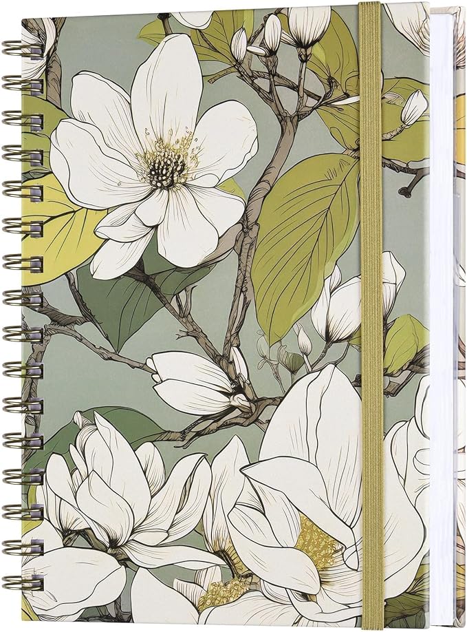 Spiral Notebook, A5 Lined Journal for Women, Hardcover Spiral Journal with 2 Pockets, College Ruled Notebooks, Cute Notebook for Office, School Supplies, Gifts (160 Pages, 6.3" x 8.46", Plum Bossom)
