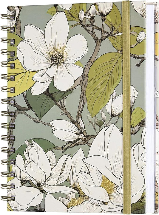 Spiral Notebook, A5 Lined Journal for Women, Hardcover Spiral Journal with 2 Pockets, College Ruled Notebooks, Cute Notebook for Office, School Supplies, Gifts (160 Pages, 6.3" x 8.46", Plum Bossom)