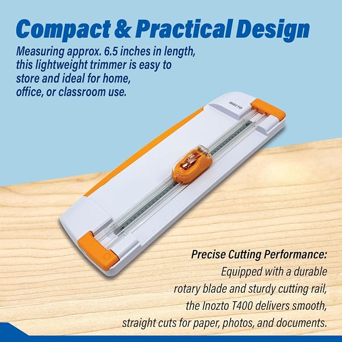 12" Portable Paper Cutter with Safety Guard for Precise Trimming of A4 Paper, cardstock & Photos. Ideal for Scrapbooking & Invitations. (Orange)