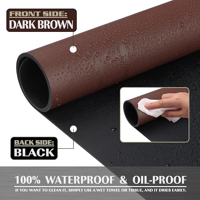 K KNODEL Extra Large Desk Mat, Leather Mouse Pad (35.4"x17", Dark Brown) | Desk Pad, Keyboard Pad, Computer and Laptop Mat, Desktop Protector and Cover, Writing Pad and Blotter for Home Office