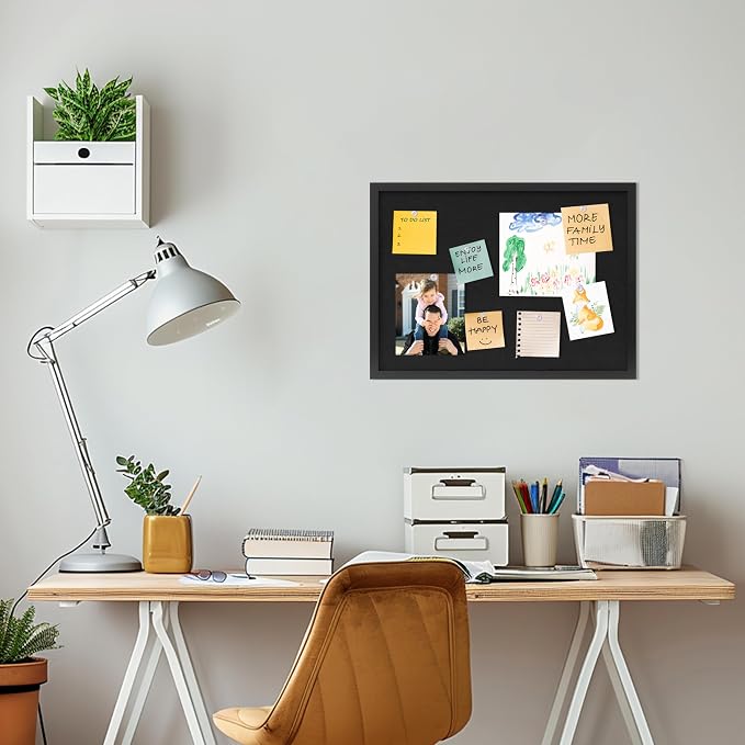 DAHAPYBOO Cork Board with Linen Black,Bulletin Board 23"x17" | Corkboards for Office Home School Message Board or Vision Board Decoration