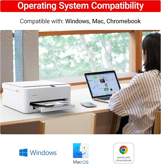 Canon PIXMA TS6520 Wireless Color Inkjet Printer Duplex Printing, White – Home Printer with Copier/Scanner, 1.42” OLED Display, Intuitive Control Panel, Compact Design