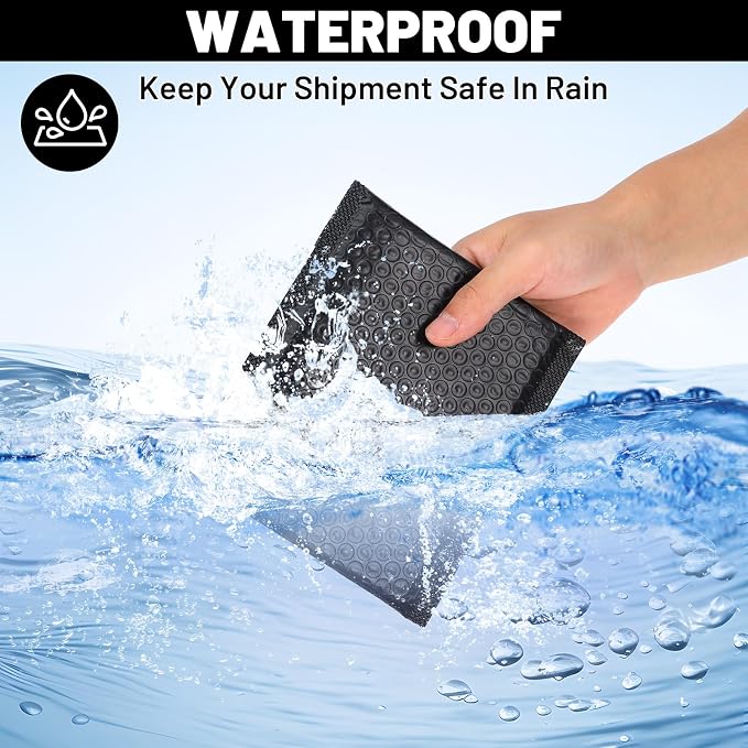 100 Pack Poly Bubble Mailers 5.5x6.3 Inch Small Padded Envelopes Self-Sealing Shipping Bags, Black Matte Film with PE Lining for Secure Transit