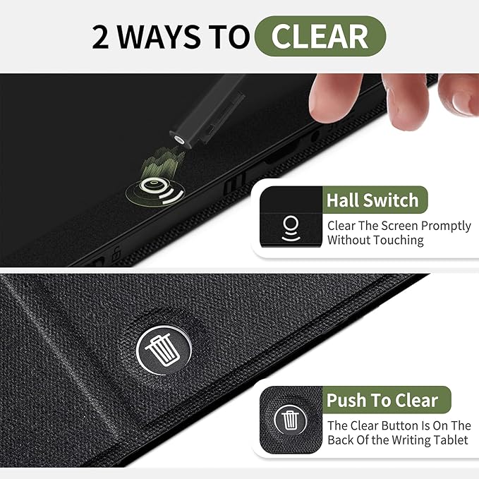 LCD Writing Tablet for Adults: 9.5 inch with Leather Case Reusable Erasable Notepad