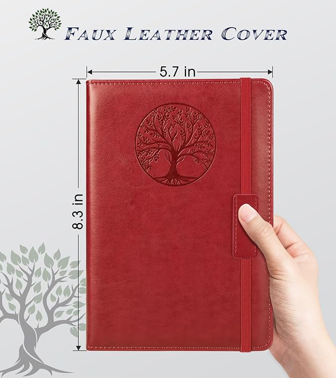 Blank Journal Notebook for Women Men, Hardcover Leather Sketchbook 5.7"×8.3", 140 Pages Unlined Sketch book for Drawing, Writing, Travel, School & Work,Journaling Notebooks(Winered)