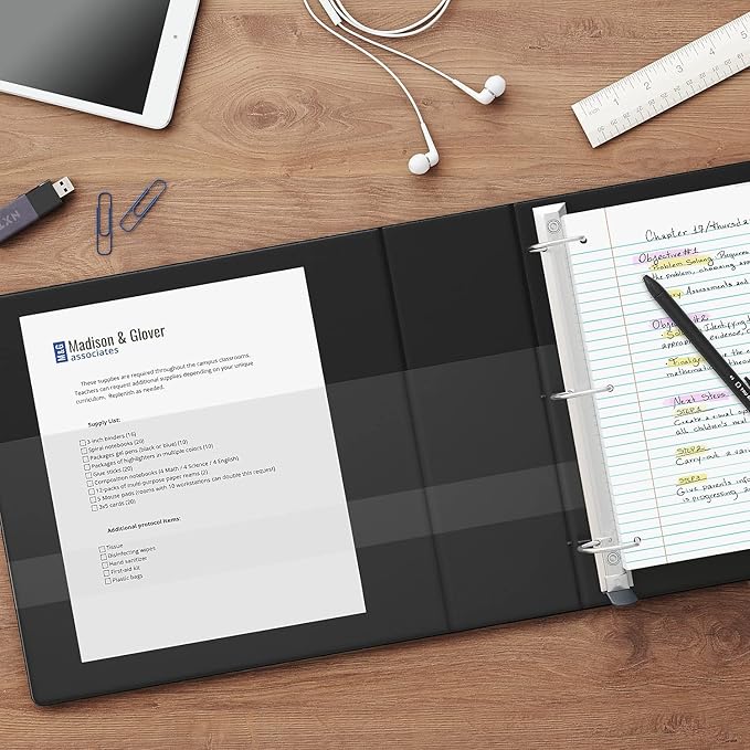 Staples Heavy-Duty 1-Inch D-Ring View Binder, Reinforced Spine, Holds Up to 275 Sheets, Black, for Office & School