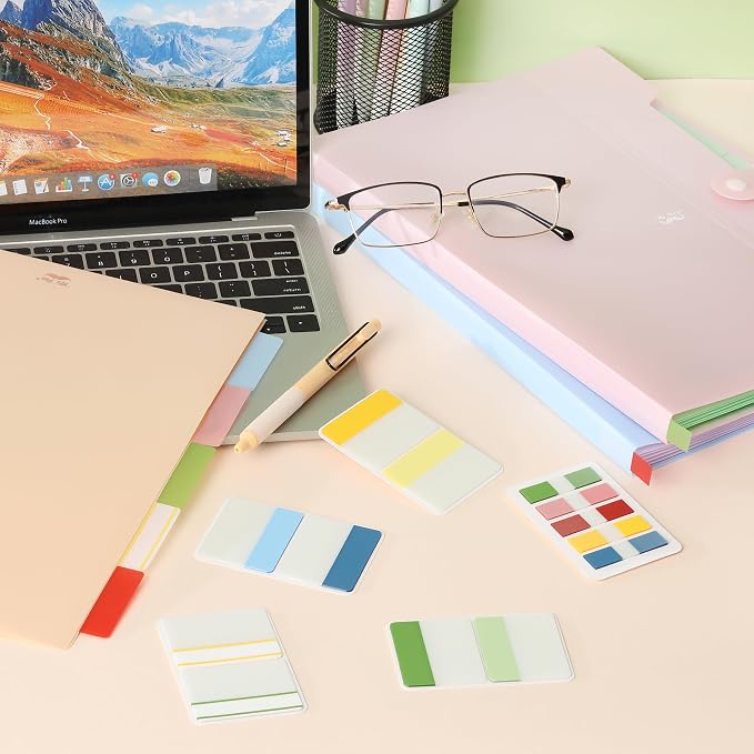 Mr. Pen- Sticky Index Tabs, 500 Pcs, 21 Sets, Colorful | Writable Colored Pages Markers Labels for Reading Notes, Books, Binders, Notebook, Folders and Classify Files