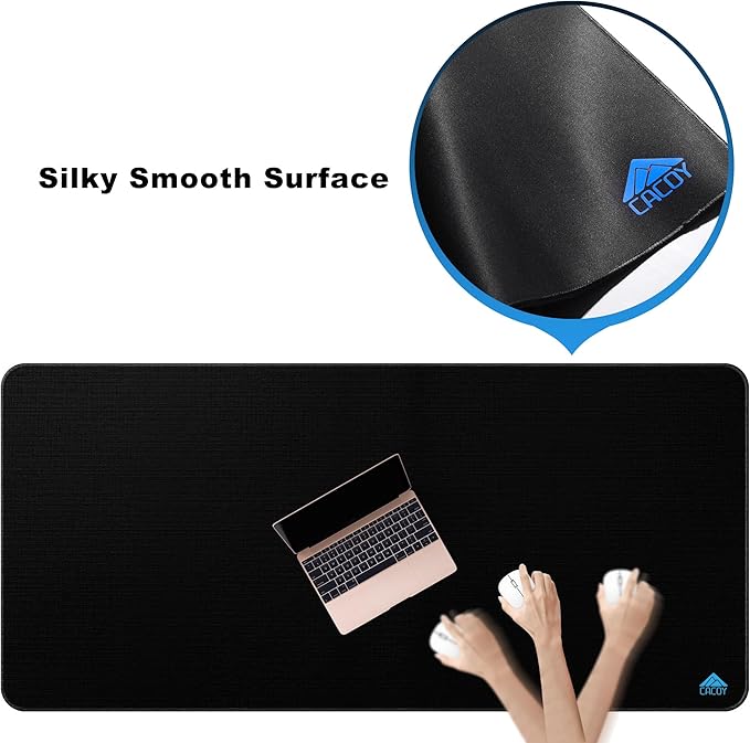 Cacoy 63”x24” Huge Gaming Mouse Pads, Extended PC Computer Mouse Mat, Smooth Tracking Surface XXXL Large Mouse Pad for Desk, Giant Office and Home Keyboard Pad, Oversized Desk Matt for Desktop, Black