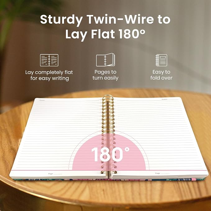 Spiral Notebook for Work Thick Hardcover Lined Journal for Note Taking | Coral Garden 300 Pages (7.1"x10") B5 College Ruled Journal for Women & Writing, Fit for Office Home School Supplies
