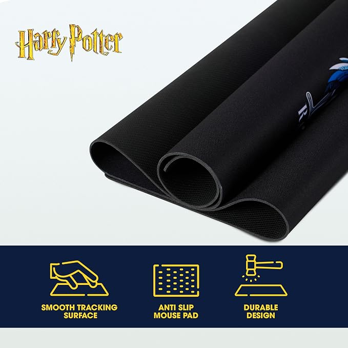 Harry Potter Large Gaming Mouse Pad 31"x15" XL Computer Desk Mat, Anime | Oversized 31x15in Harry Potter anime gaming mouse pad, smooth fabric top, stitched edges, non-slip rubber base.