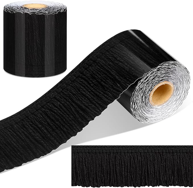 Zonon 65.6 Feet Black Fringe Bulletin Board Border Farmhouse Scalloped Fringe Border for Bulletin Board Trim Rolled Classroom Decorations for Back to School Classroom Chalkboard Home Office Wall Decor
