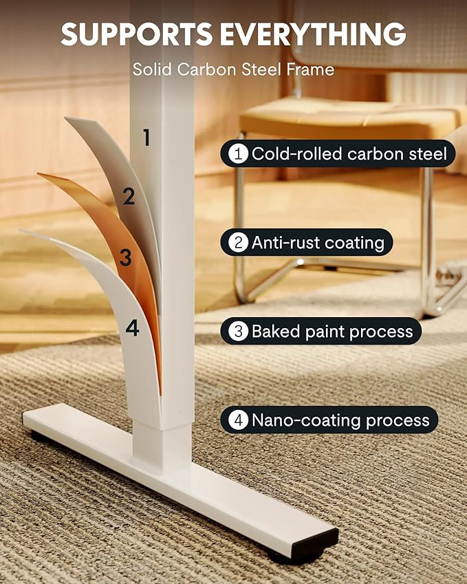 FLEXISPOT EN1 One-Piece Standing Desk with 1-Inch Thick Seamless Desktop, 48"x30" Electric Height Adjustable Desk for Home Office, Multi-Monitor Setups & Easy Assembly, Maple