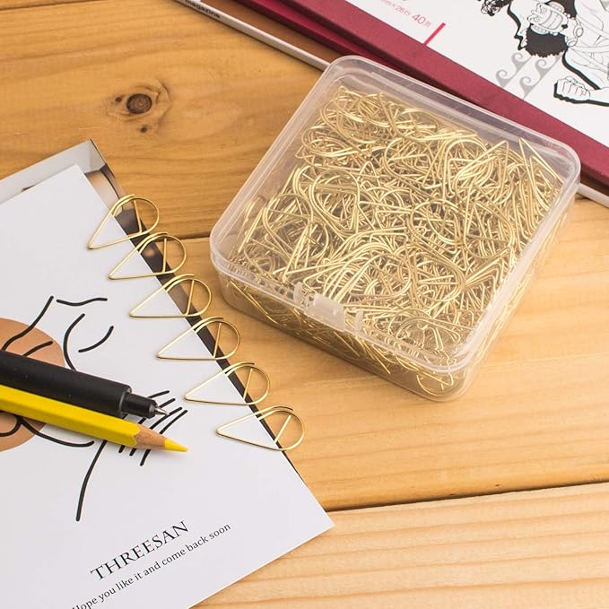 300 Pieces Gold Cute Paper Clips Stainless Steel Drop-Shaped Paperclips for School Office Supplies Baby Shower Crafts Scrapbooking Bookmarks Kids Women Planners by VENCINK