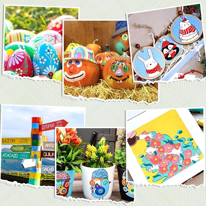 DAPAWIN Oil Based Paint Pen: Permanent Paint Marker, Quick-Dry, Waterproof Paint Set of 24 for Metal, Wood, Easter egg, Rock Painting, Glass, Fabric, Ceramic, Mug, Plastic, Stone, Christmas Stencil