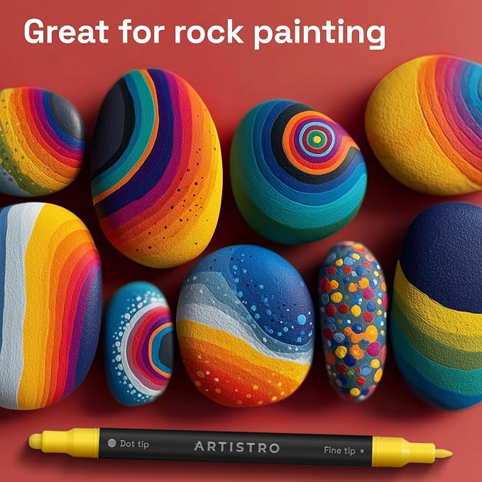 ARTISTRO Precision Dual-Tip Acrylic Paint Marker Pens - Set of 240 | For Fabric, Rock, Glass, Wood, & Coloring Books, Arts & Crafts Gift, Classroom Must Haves & School Supplies (Dot & Fine Tips)