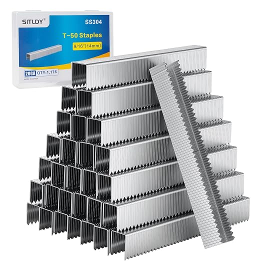 9/16 Inch Leg Heavy Duty T50 Staples 304 Stainless Steel 1176 Pcs | 3/8" Crown Beveled Chiseled Pointed SS304 Staples A11 20 Gauge fit Pneumatic Electric Manual T50 Stapler Gun for DIY Crafts