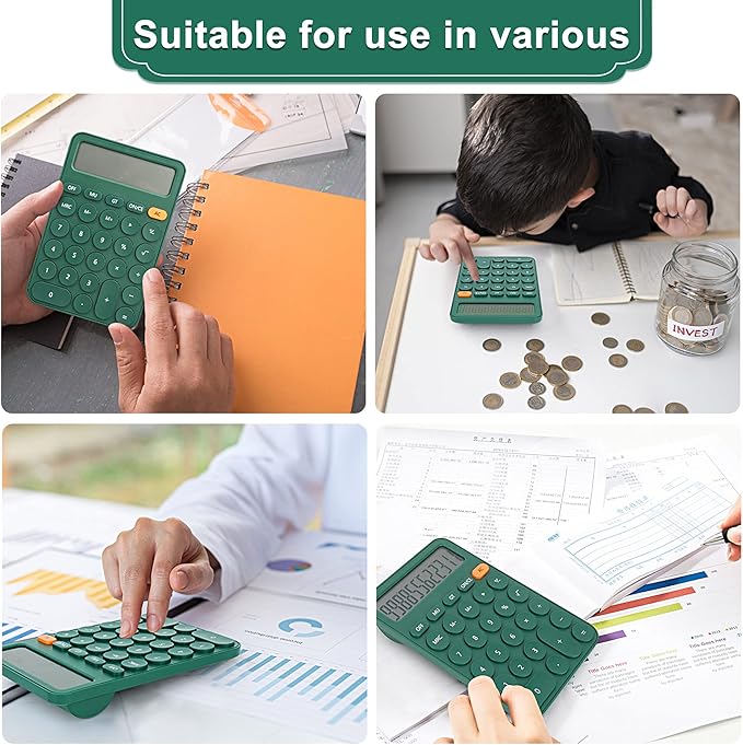 VEWINGL Standard Calculator, 12 Digit Large Display Desktop Calculator with Big Buttons for Office, School, Home & Business