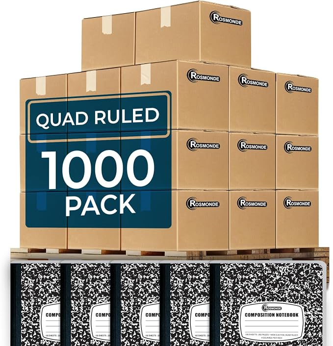 1000 Pack Bulk Graph Paper Composition Notebooks, Quad Ruled Bulk | Composition Notebooks Bulk, Graph Ruled, 100 Sheets (200 Pages), Bulk Notebooks for School & College, 4-7 Days Transit