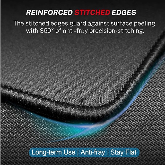 MROCO Mouse Pad 6-Pack [30% Larger] with Anti-Fray Stitched Edges, Premium Waterproof Surface, Non-Slip Rubber Base, Computer & Gaming Mouse Mat for Laptop, Office & Home, 8.5 x 11 in, Black