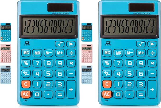 Mr. Pen- Standard Function Calculator, 12 Digits, Solar Calculator, Basic Office Calculators (Pack of 2)