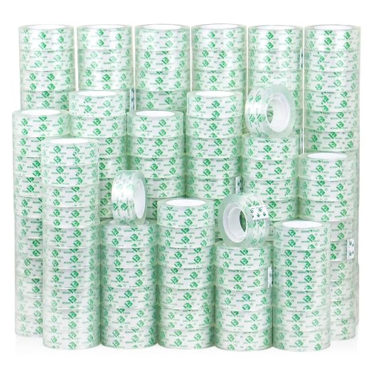 BOMEI PACK 192 Rolls Crystal Clear Transparent Tape, Clear Tape Refills Rolls for Dispenser, 3/4 in x 900 in,1 inch Core, Gift Wrapping Tape Bulk for Office, School and Home