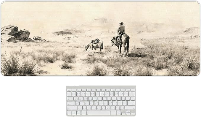 Horse Western Desk Mat, Vintage Desk Accessories Mouse Pad 31.5x11.8 | Western Desk Accessories, Vintage Cowboys Desk Pad Large, Retro Wild West Art Mouse Pad for Laptop, Western Gifts