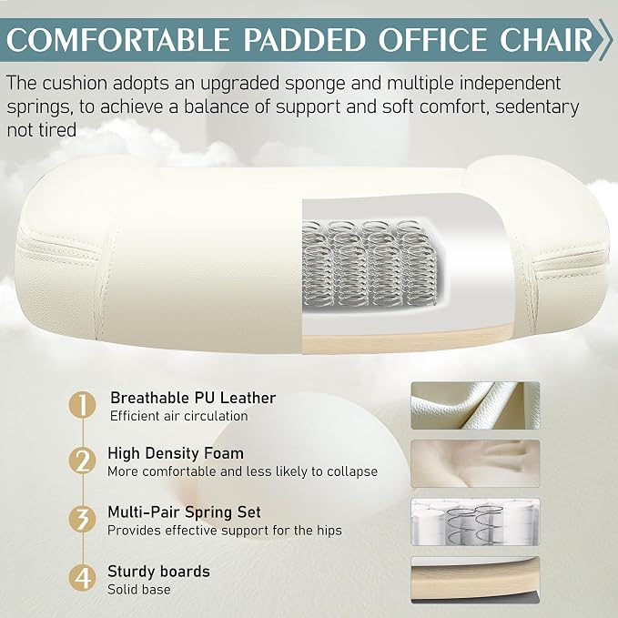 Leather Office Chair, PU Home Computer Desk Chairs with Ergonomic Back Support, 360°Swivel Free，Small Gaming Chair with Wheels and Adjustable Armrests, for Short People Use