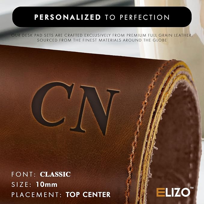 Personalized Custom Desk Pad Set Real Leather Desk Mat Mouse Pad Unique Gifts for Him Her Leather Gifts for Men Women Engraved Embossed Monogrammed Corporate Gifts