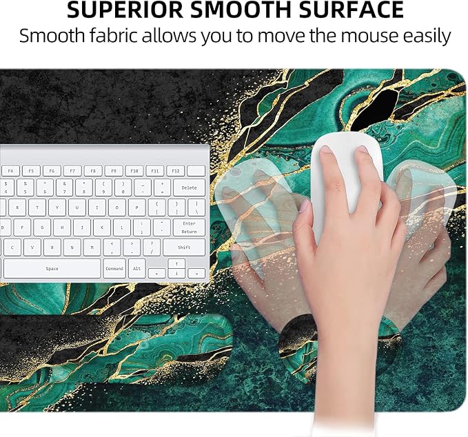 Large Mouse Pad with Wrist Rest, 4-in-1 Wrist Rest for Keyboard and Mouse | Non-Slip Waterproof Desk Mat Set, 35.4"x15.7" Desk Mat+Keyboard Wrist Rest+Mouse Wrist Support+Cup Coaster for Home Office