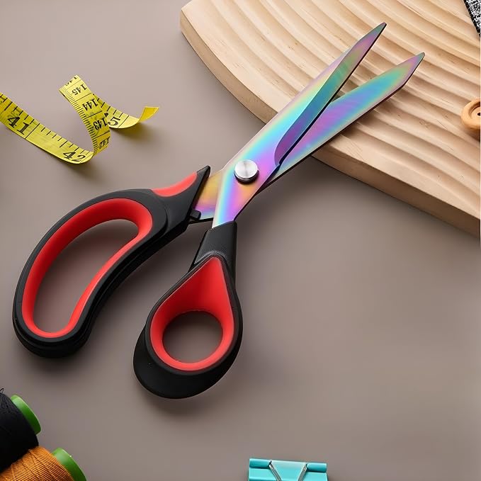 Fabric Scissors 9.5 Inch Sharp Heavy Duty Multi-Purpose Titanium Coated Stainless Steel Scissors with Comfortable Handles, Perfect for Arts and Crafts
