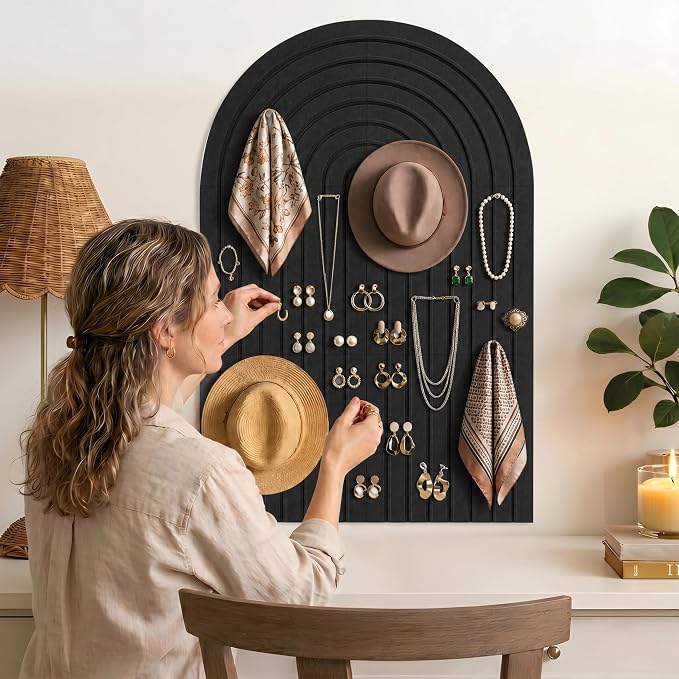 6 Pack Arched Felt Bulletin Board Tiles Cork Board Alternative 35"x24" | Vision Board with Felt Storage Bag, Adhesive Felt Wall Tiles with 50PCS Pushpins for Office, Home Wall Decor & Photo Display