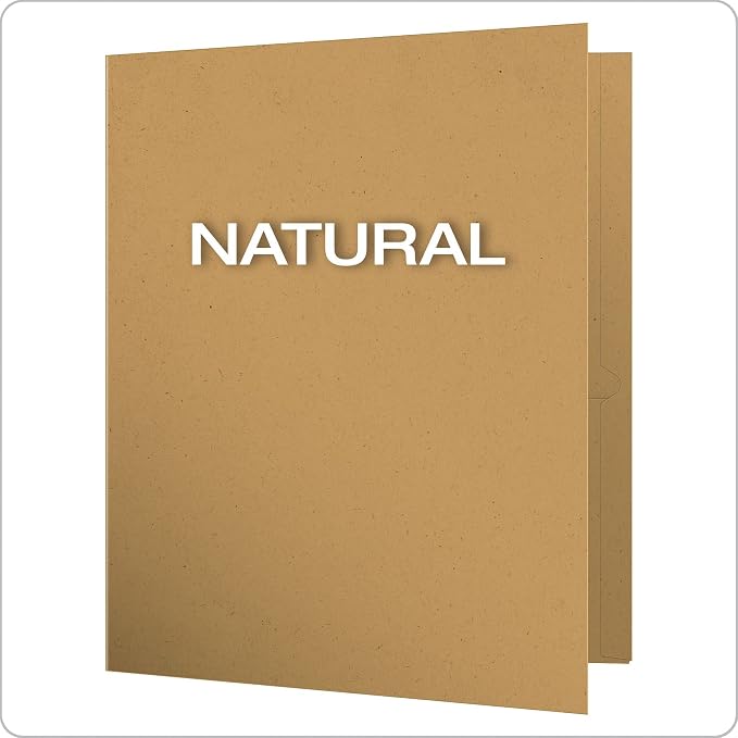 Earthwise by Oxford Two-Pocket Folders, Natural, Letter Size, 25 per Box, (78542) (Pack of 5)